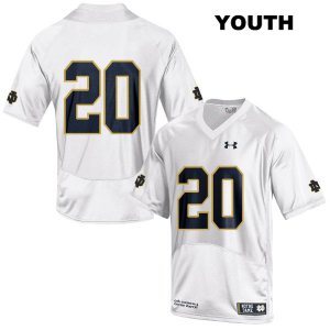 Notre Dame Fighting Irish Youth C'Bo Flemister #20 White Under Armour No Name Authentic Stitched College NCAA Football Jersey KVS3099GD